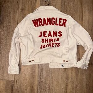Wrangler Cream Denim Jacket with Red Accents